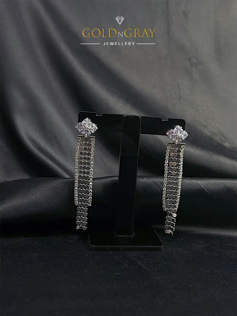 Gold-Tone Chain Earrings with Multicolor Crystal Accents