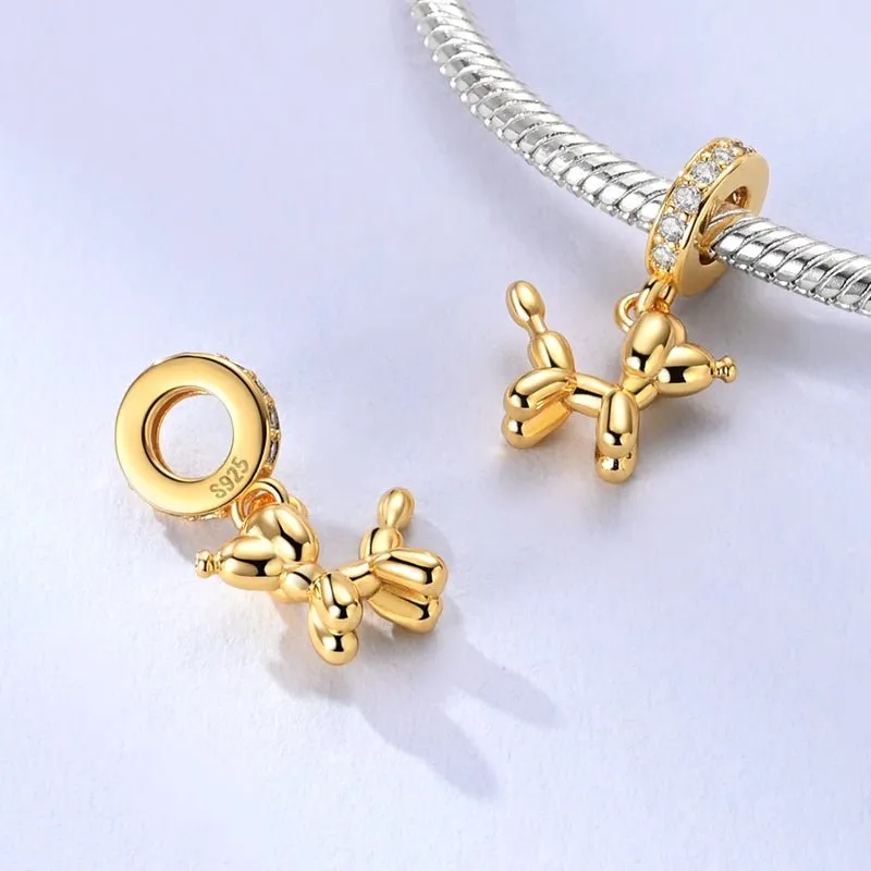Golden Balloon Dog Dangle Charm