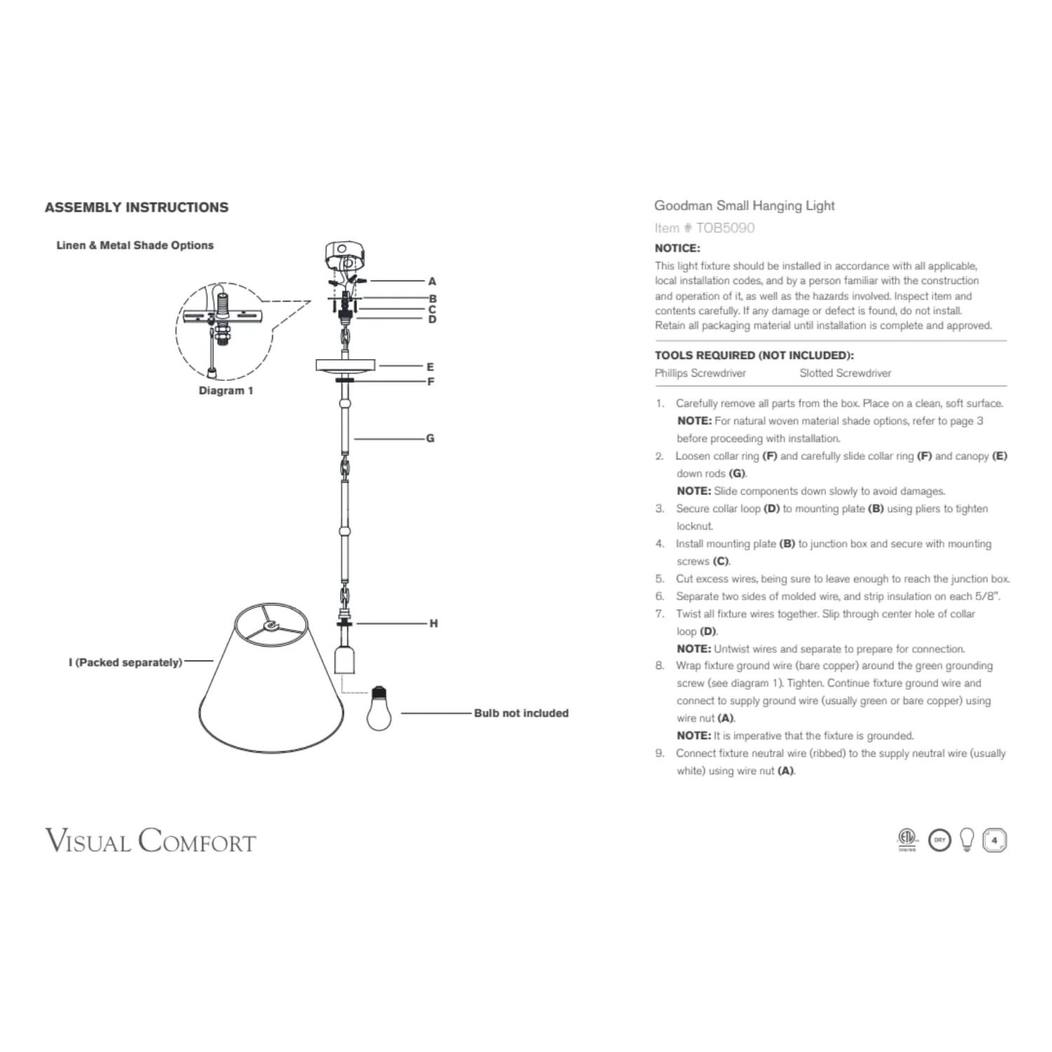 Goodman Small Hanging Light