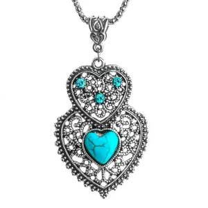 Green Resin Stone Pendant Necklace For Women