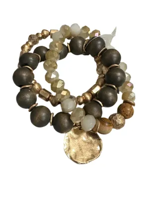 Hammer Gold Bracelet Set with Charm