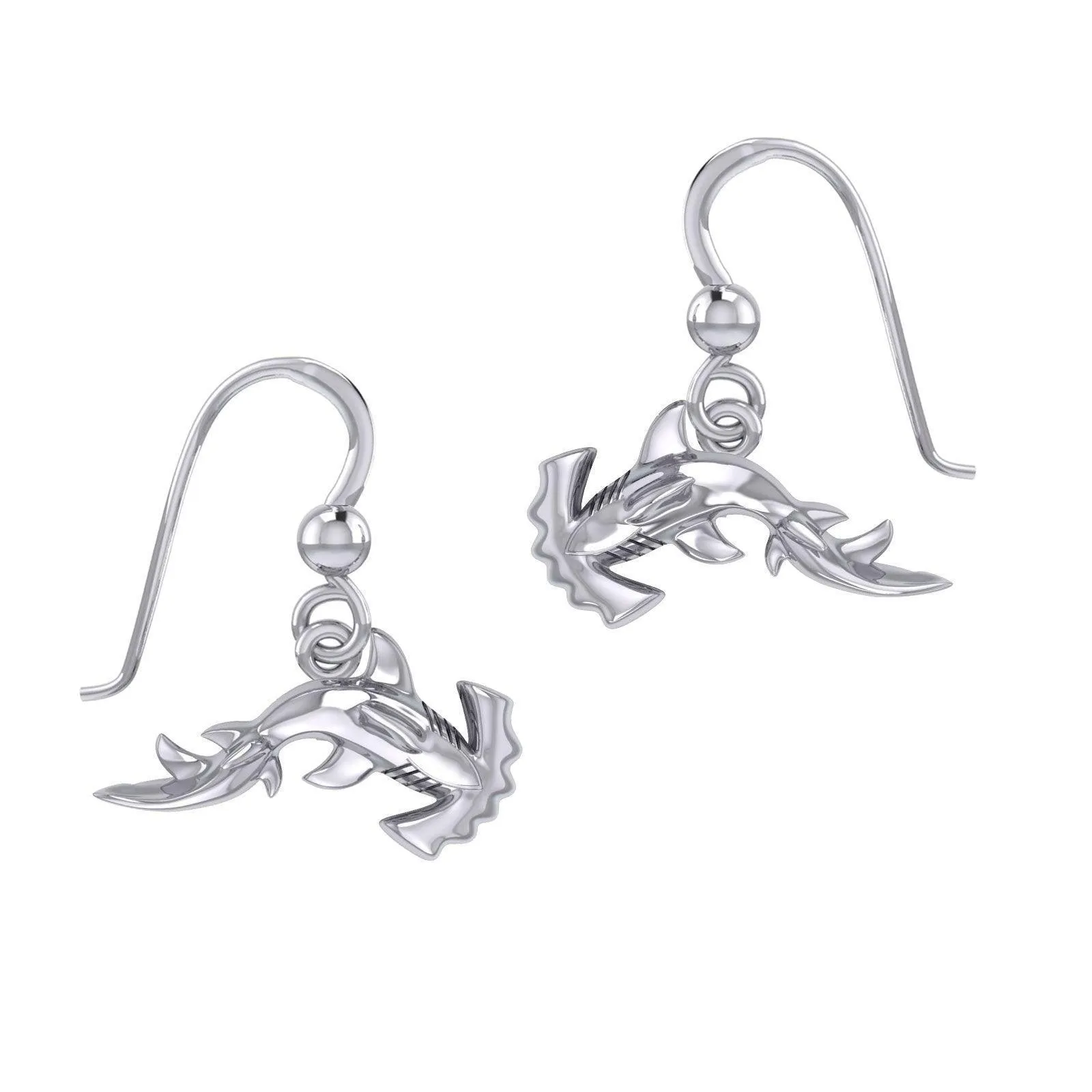Hammerhead Shark Silver Earrings by Peter Stone TER2188
