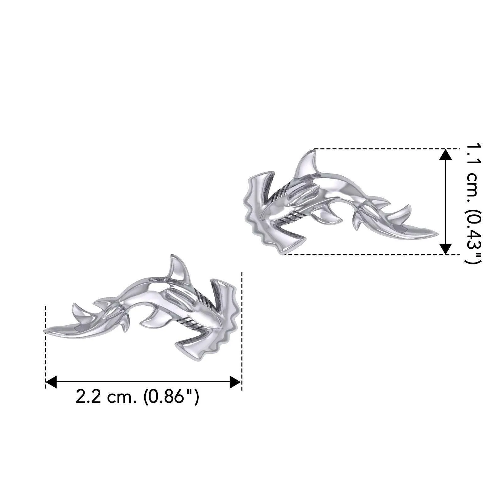 Hammerhead Shark Silver Post Earrings by Peter Stone