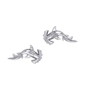 Hammerhead Shark Silver Post Earrings by Peter Stone