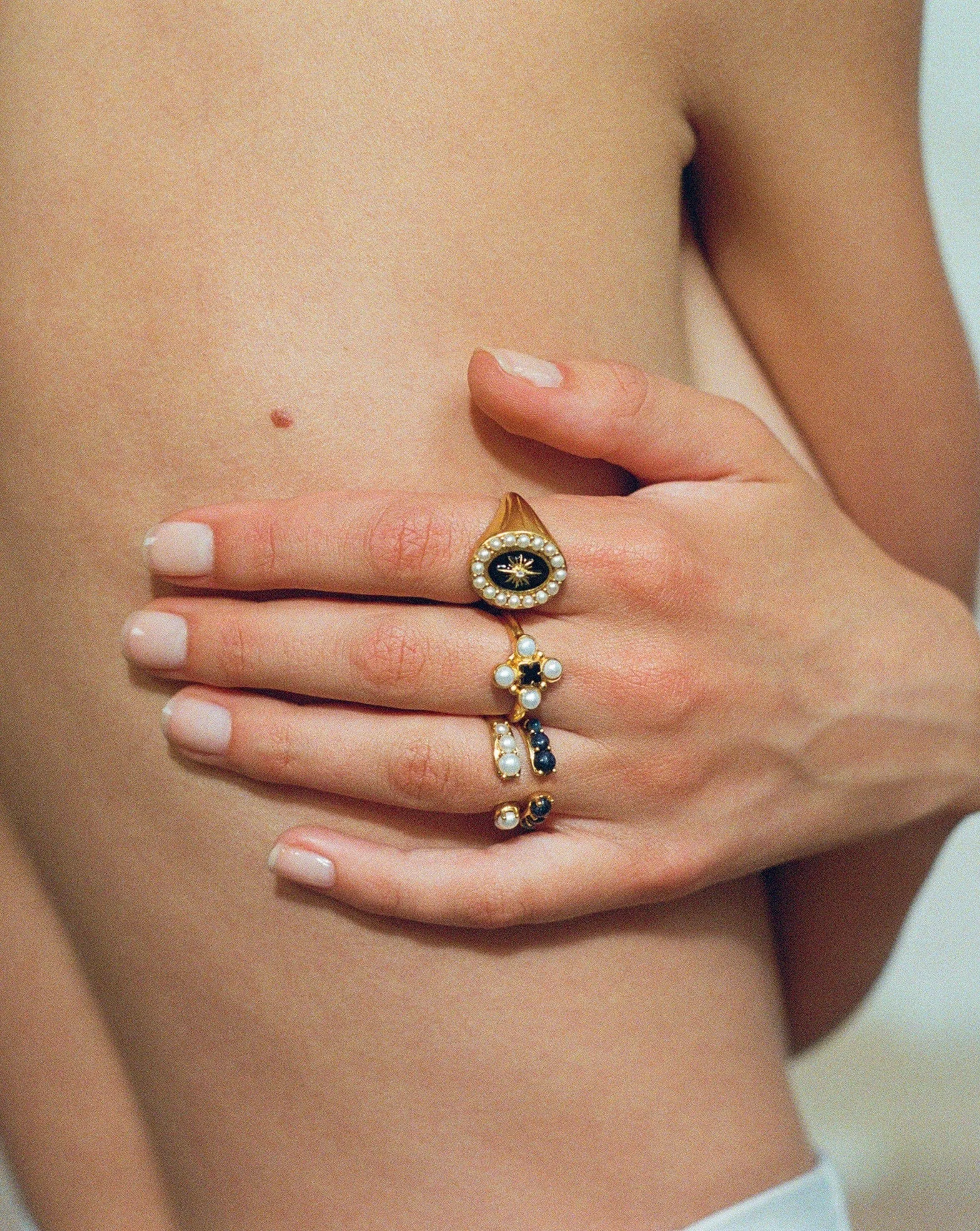 Harris Reed Openness Ring | 18ct Gold Vermeil/Black Onyx