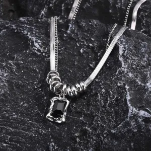 Hip-hop Herringbone Chain Necklaces,Stainless Steel Geometric Pendant
