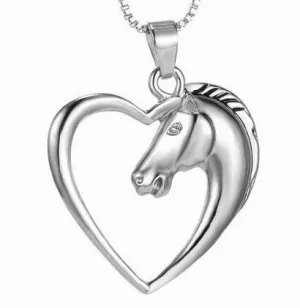 Hollow Heart Horse Pendant Necklace