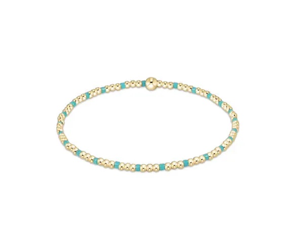 Hope Sincerity Pattern 2mm Bead Bracelet - Turquoise