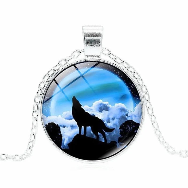 Howling Wolf Moon Pendant Necklace