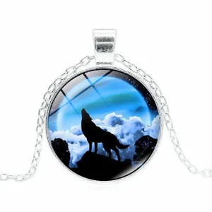 Howling Wolf Moon Pendant Necklace