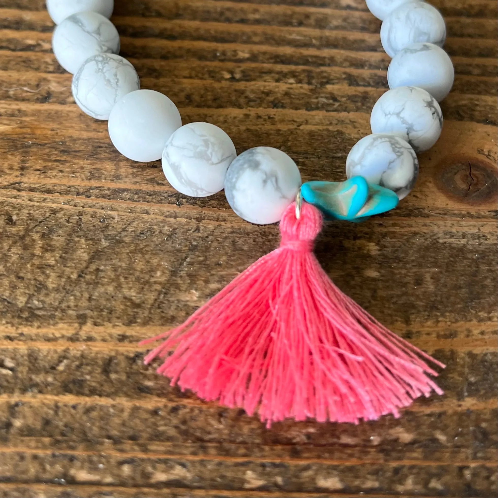 Howlite and Turquoise Starfish Bracelet with Tassel