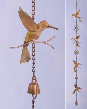 Hummingbird Outdoor Rain Chain | Unique Garden Art Rainchain