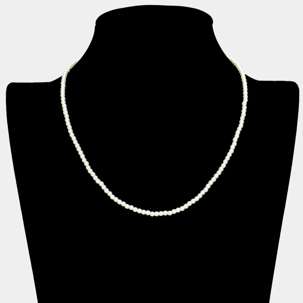 iLLASPARKZ Gold Dipped Brass Metal 3mm Pearl Necklace