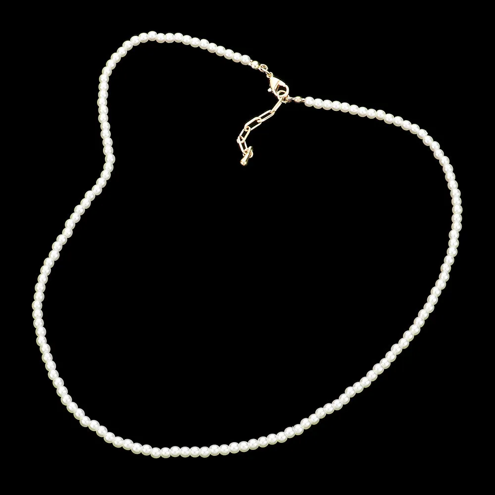 iLLASPARKZ Gold Dipped Brass Metal 3mm Pearl Necklace