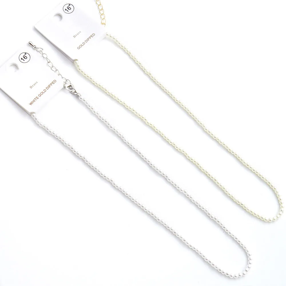 iLLASPARKZ Gold Dipped Brass Metal 3mm Pearl Necklace