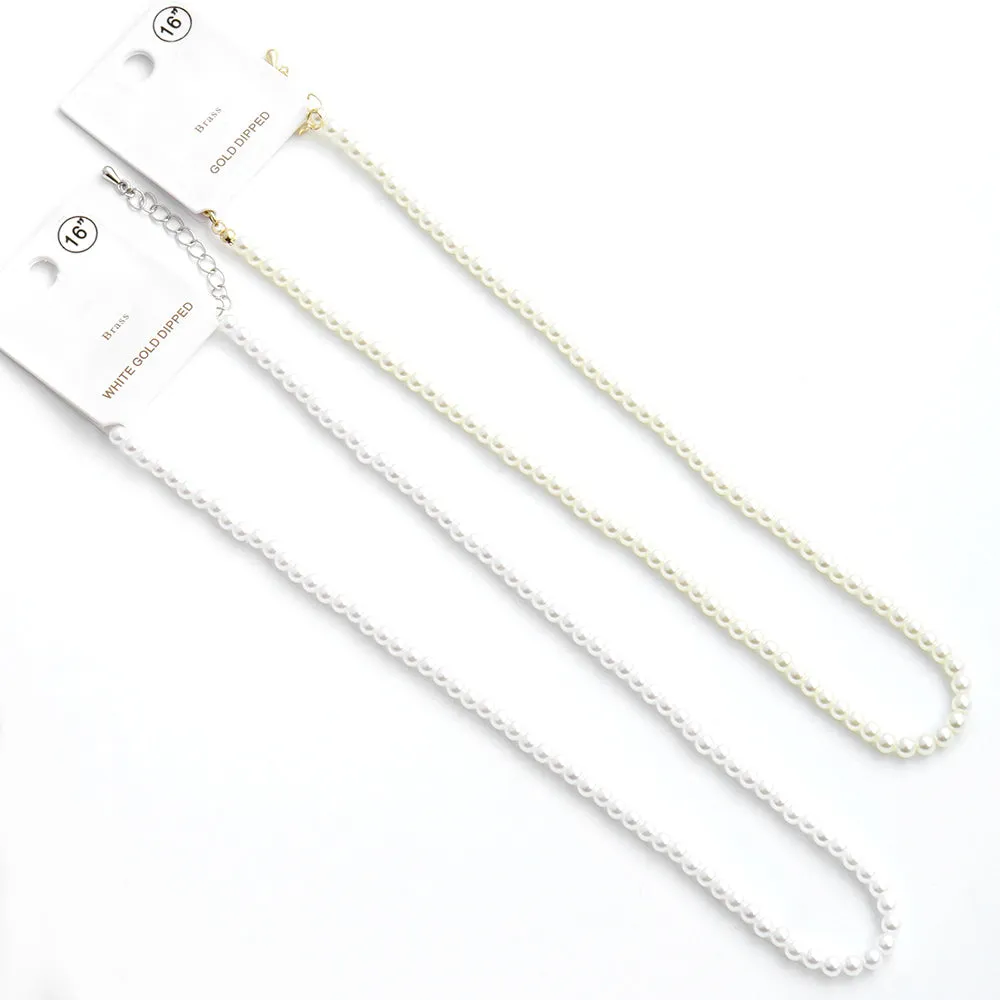 iLLASPARKZ Gold Dipped Brass Metal 4mm Pearl Necklace