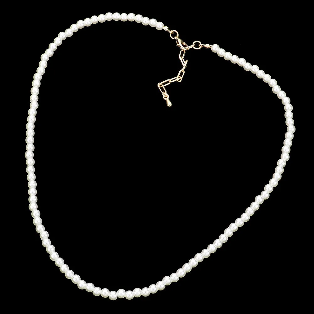 iLLASPARKZ Gold Dipped Brass Metal 4mm Pearl Necklace