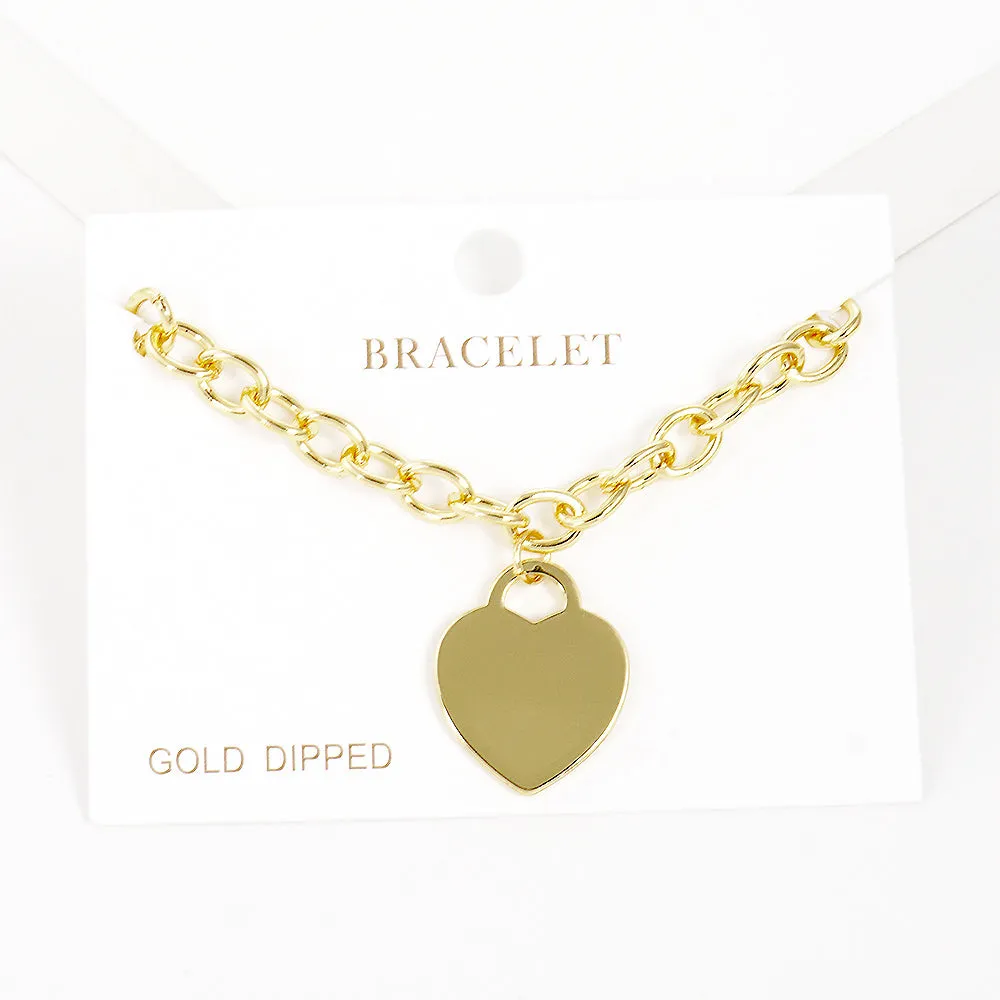 iLLASPARKZ Gold Dipped Metal Heart Lock Charm Bracelet