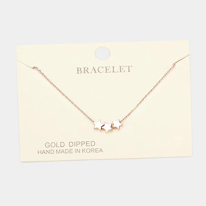 iLLASPARKZ Gold Dipped Triple Star Charm Bracelet