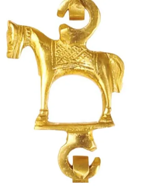 Indian Art Villa Brass Jhula Chain Horse, Parrot, Men Guard, Peacock,  Rudraksh Design, 193.55 cm Each, Set of 4