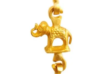 Indian Art Villa Brass Jhula Chain Peacock, Men Guard , Elephant, Rudraksh Design, 192.53 cm Each, Set of 4