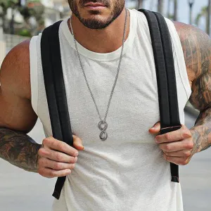 Infinite Symbol Snake Pattern Pendant Necklace for Men Boys