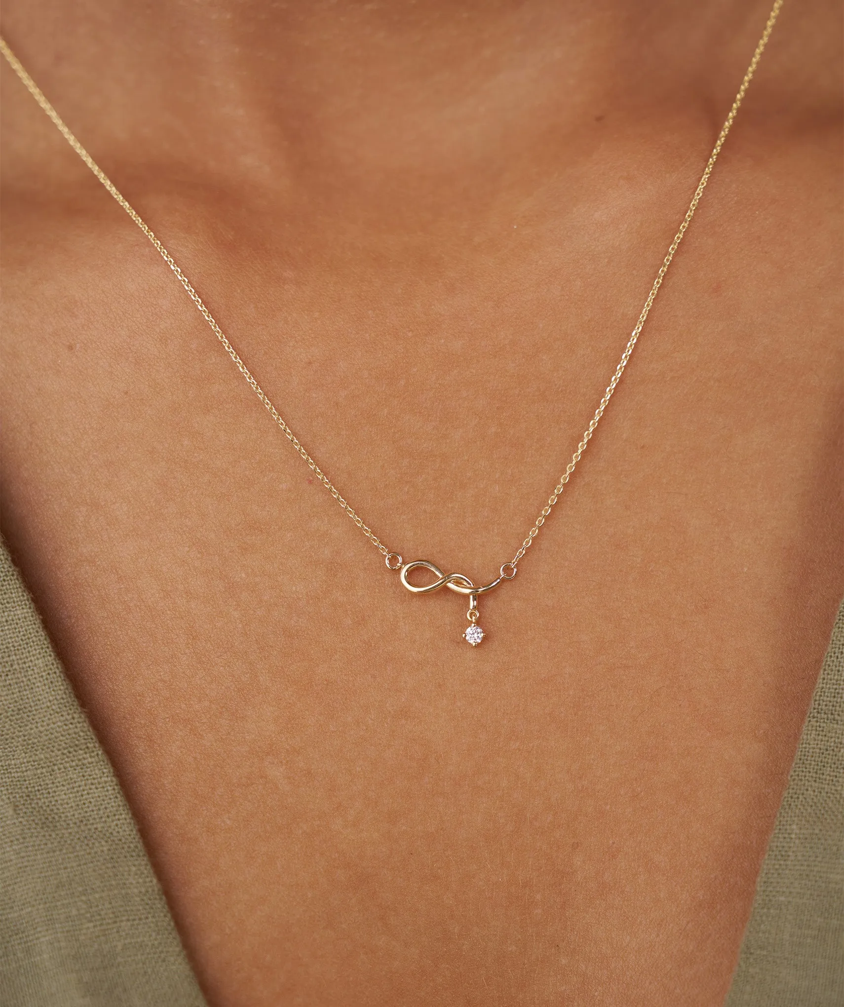 Infinity Symbol Diamond Drop Necklace