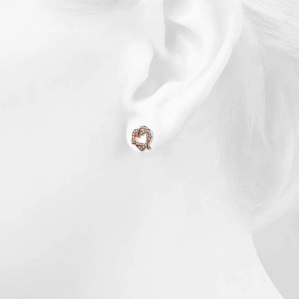 Intertwined Love & Hearts Rose Gold Plated Stud Earrings Embellished With SWAROVSKI® Crystals