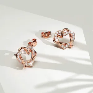 Intertwined Love & Hearts Rose Gold Plated Stud Earrings Embellished With SWAROVSKI® Crystals