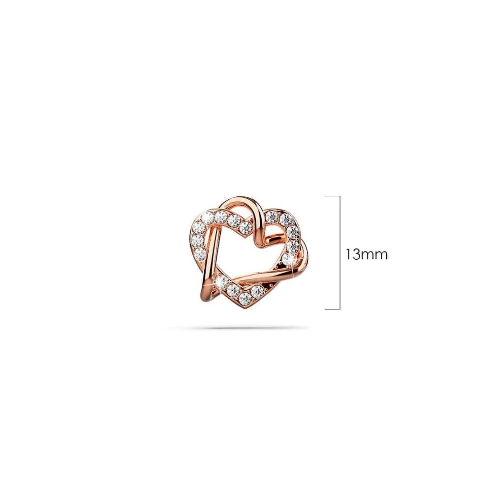 Intertwined Love & Hearts Rose Gold Plated Stud Earrings Embellished With SWAROVSKI® Crystals