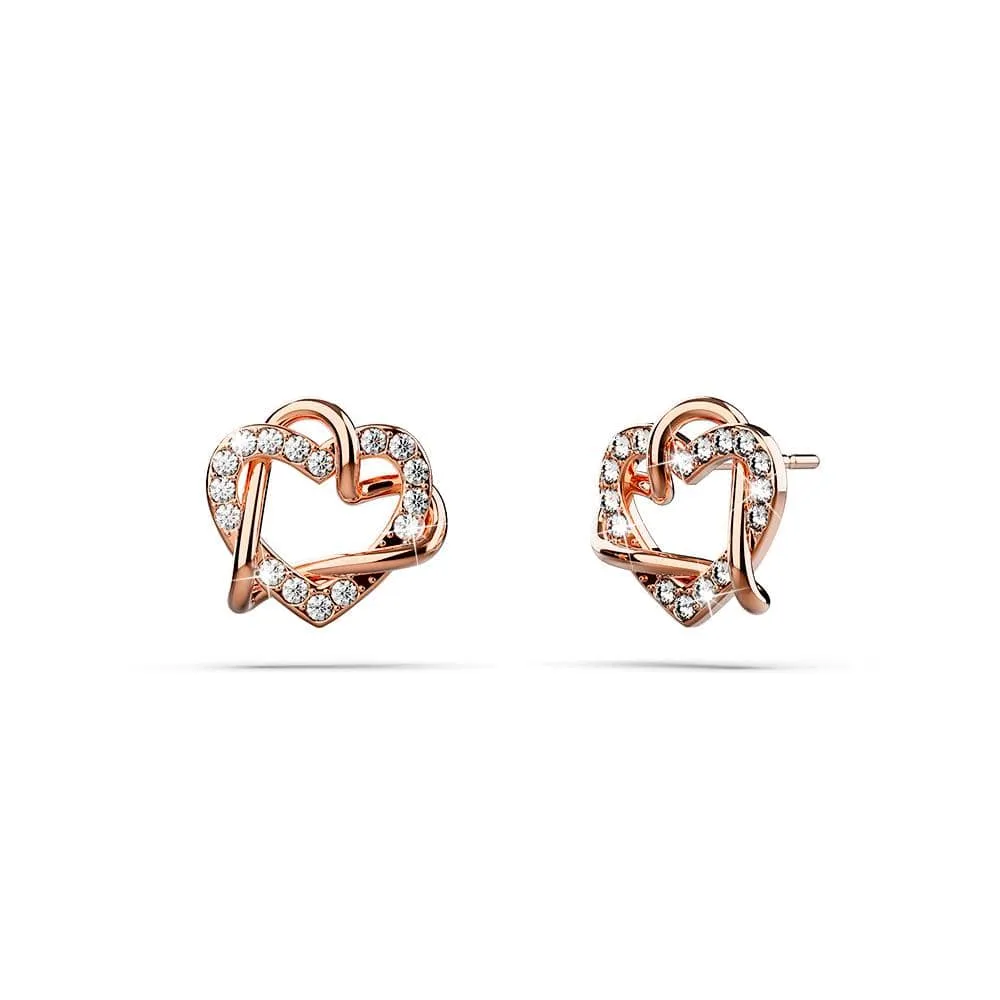 Intertwined Love & Hearts Rose Gold Plated Stud Earrings Embellished With SWAROVSKI® Crystals