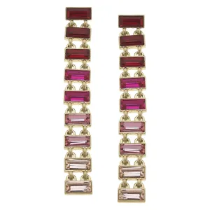 Katherine Rhinestone Baguette Statement Earrings - Fuchsia