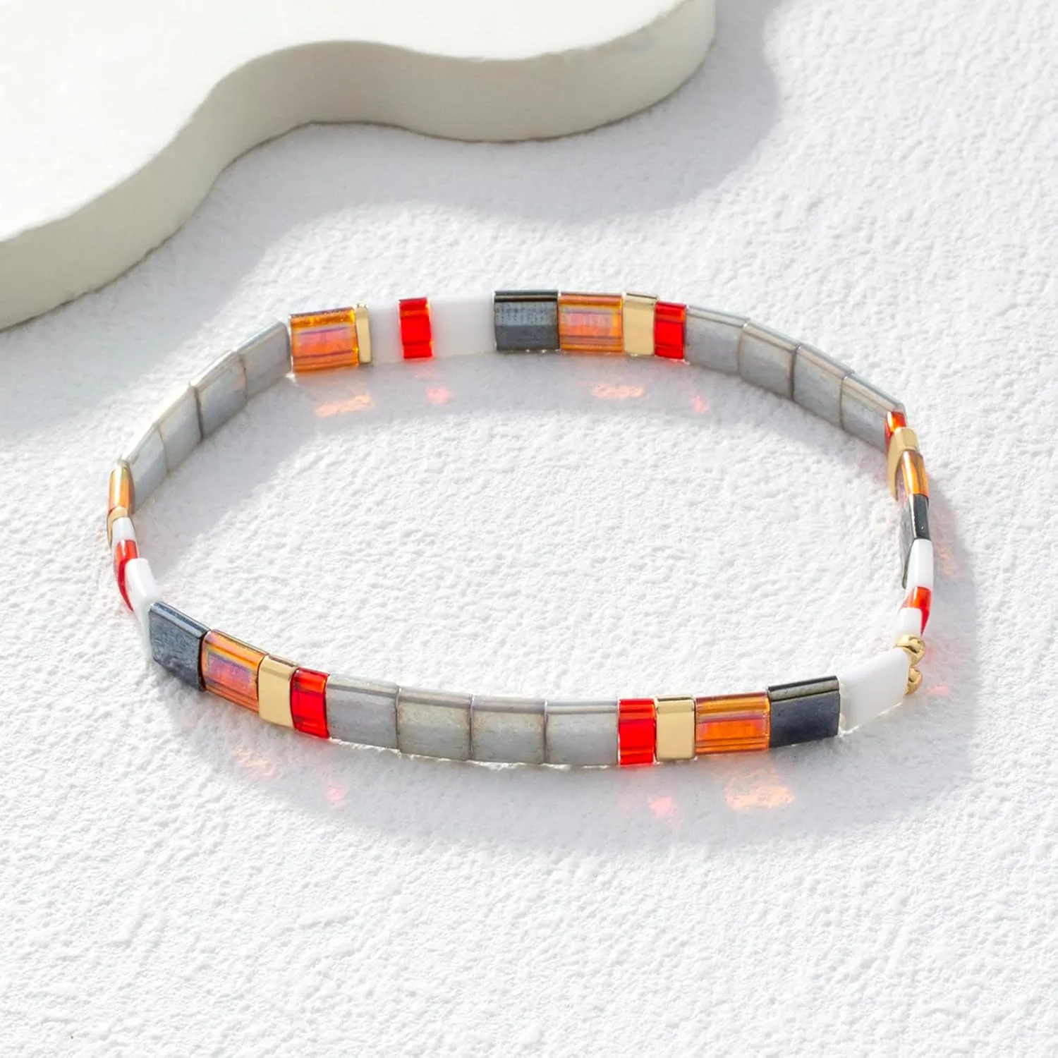 KELITCH New Stretch Charm Bracelets Tila Beaded Candy Colors Friendship Bracelets New