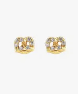 Kris Nations Tiny Pretzel Crystal Stud Earrings - Gold