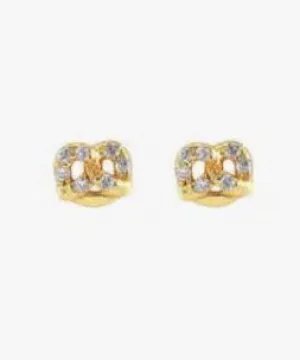 Kris Nations Tiny Pretzel Crystal Stud Earrings - Gold