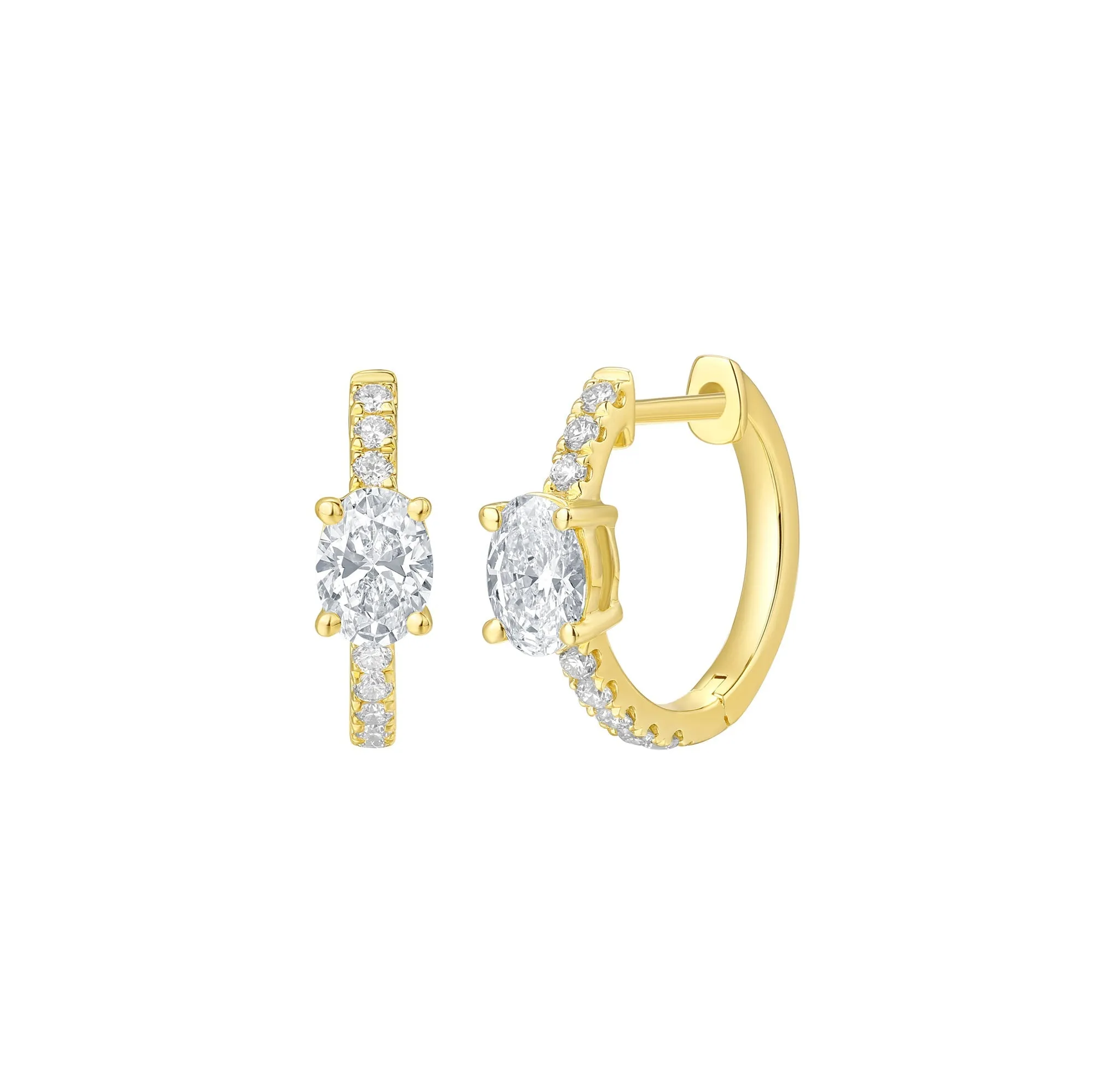 Lab Grown Diamond 0.82ct Oval mini hoop Earrings