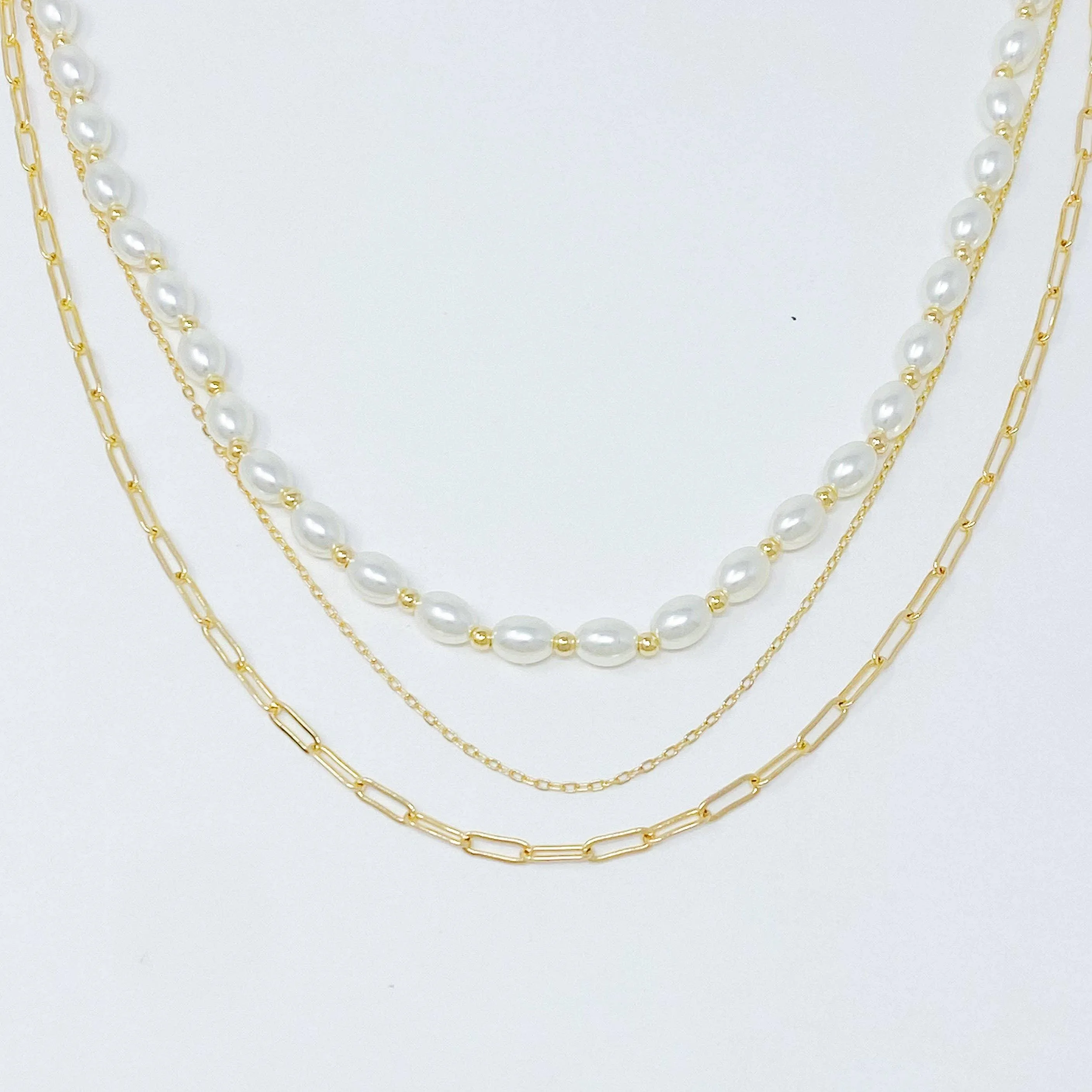 Layered Pearl And Chain Necklace