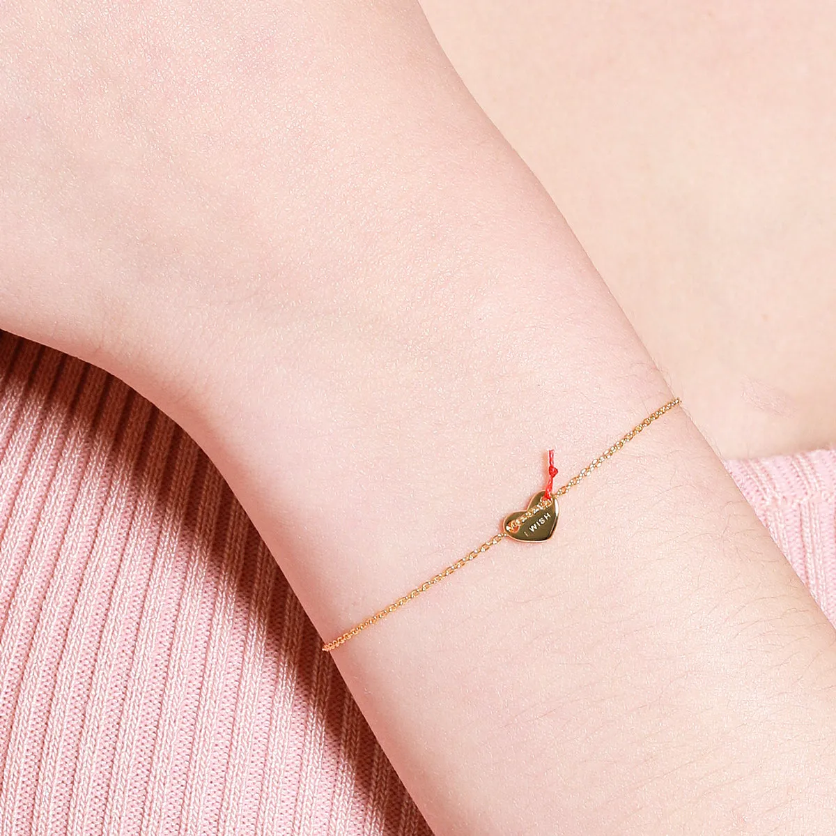 Le Loup " I Wish"  Gold Heart Bracelets