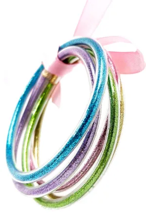 Light Multi Sparkle Jelly Tube Bracelet 5pc Set