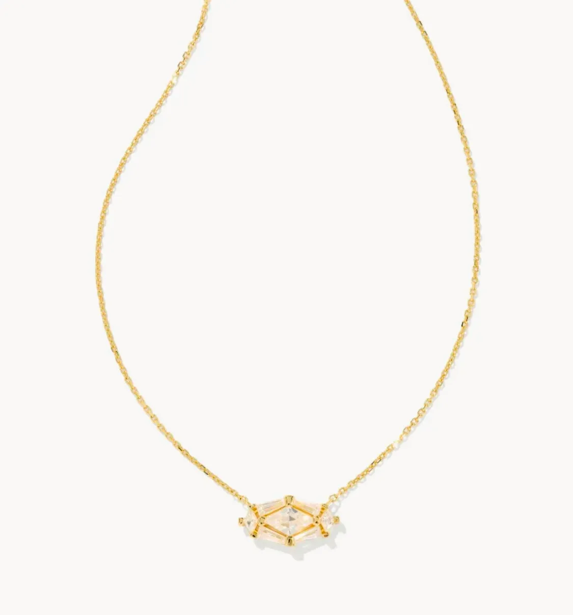 Lindy Rae Elisa Gold Short Pendant Necklace in White Crystal