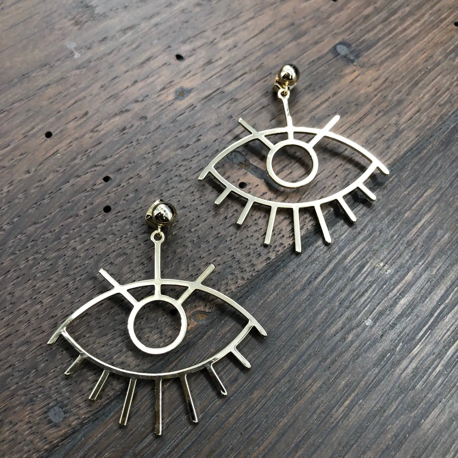 Line Drawing eye earrings - silver or gold