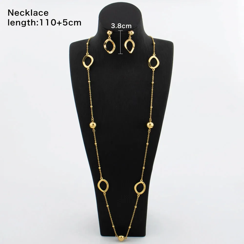 Long Necklaces with Earrings for Women Copper Waist Chain 110mm