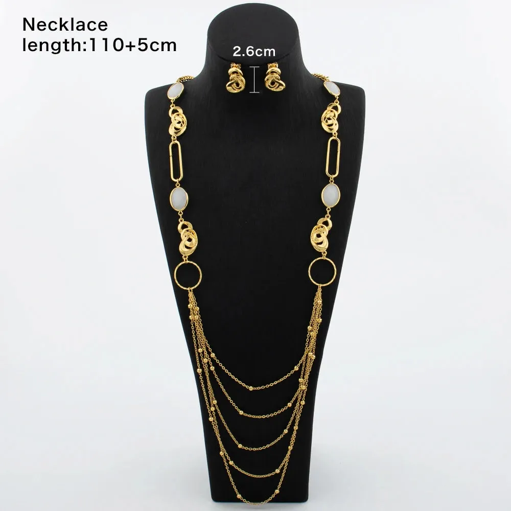 Long Necklaces with Earrings for Women Copper Waist Chain 110mm
