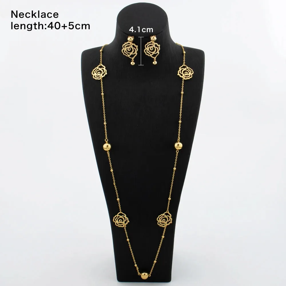 Long Necklaces with Earrings for Women Copper Waist Chain 110mm