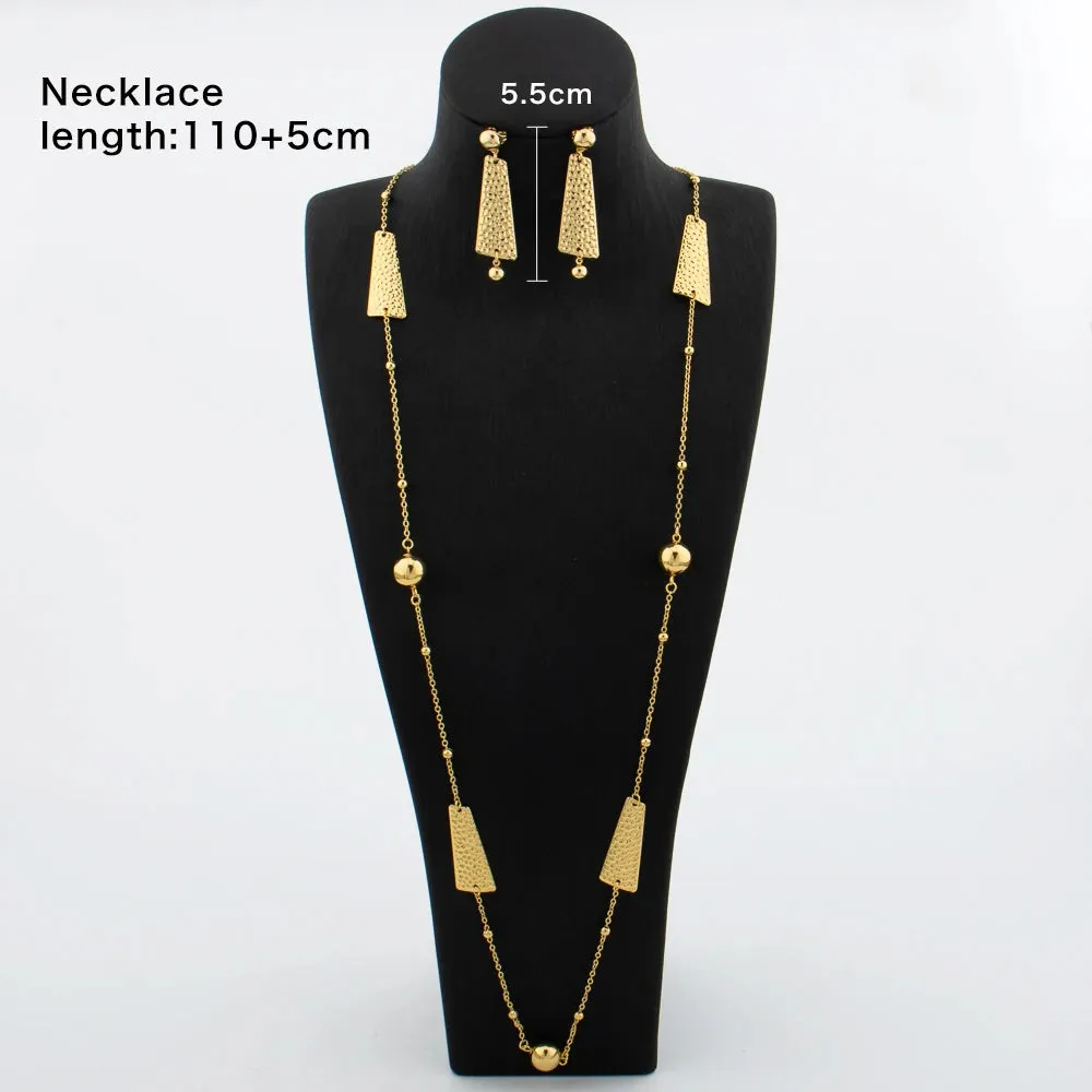 Long Necklaces with Earrings for Women Copper Waist Chain 110mm