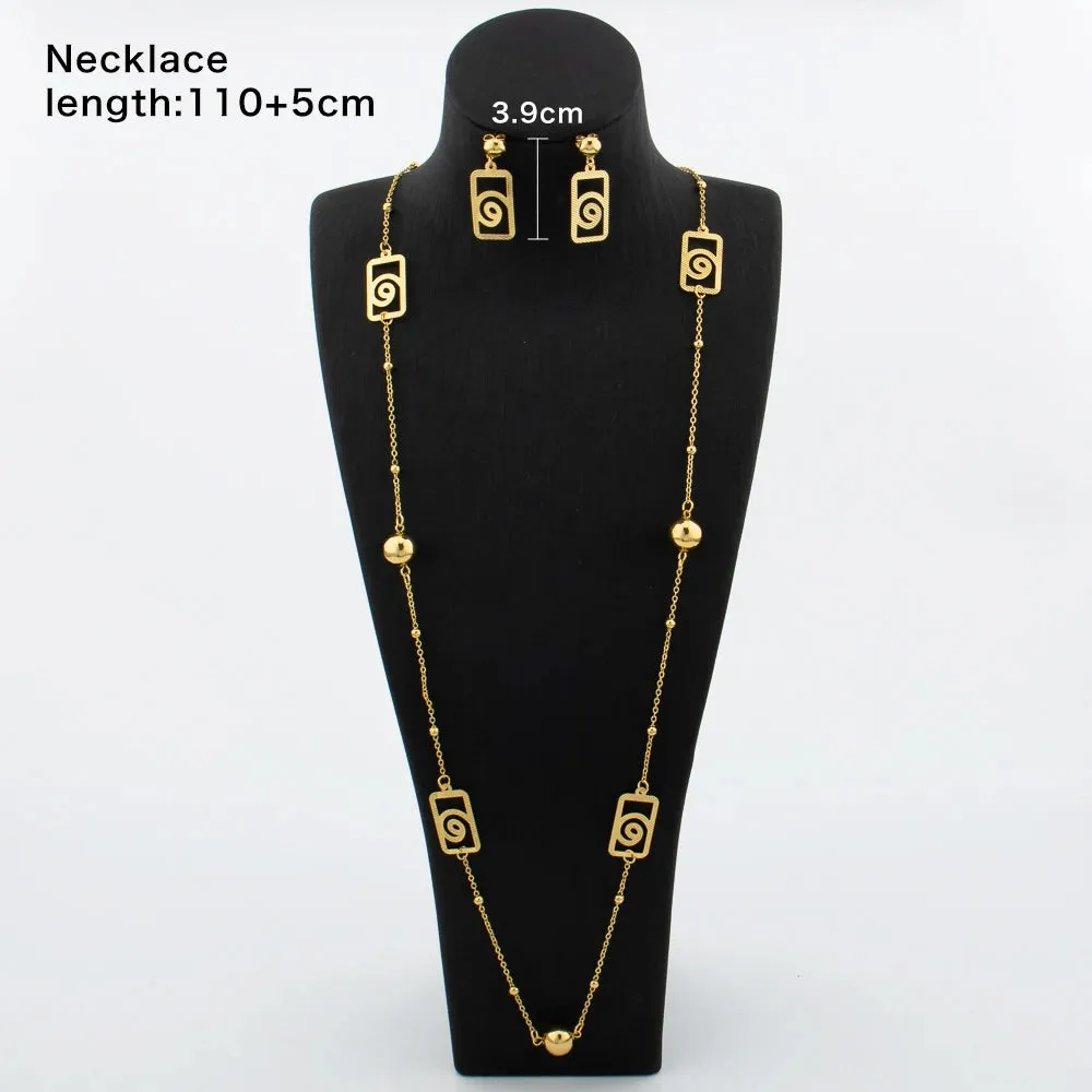 Long Necklaces with Earrings for Women Copper Waist Chain 110mm