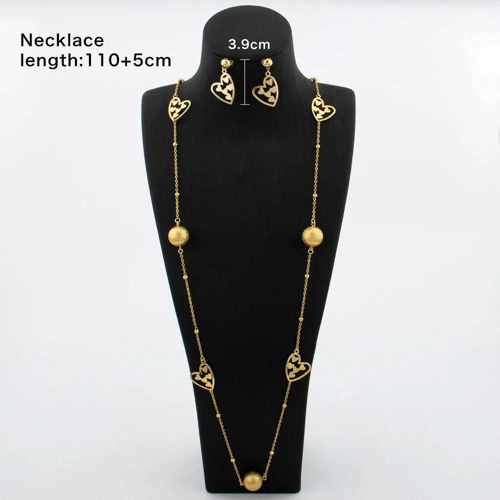 Long Necklaces with Earrings for Women Copper Waist Chain 110mm