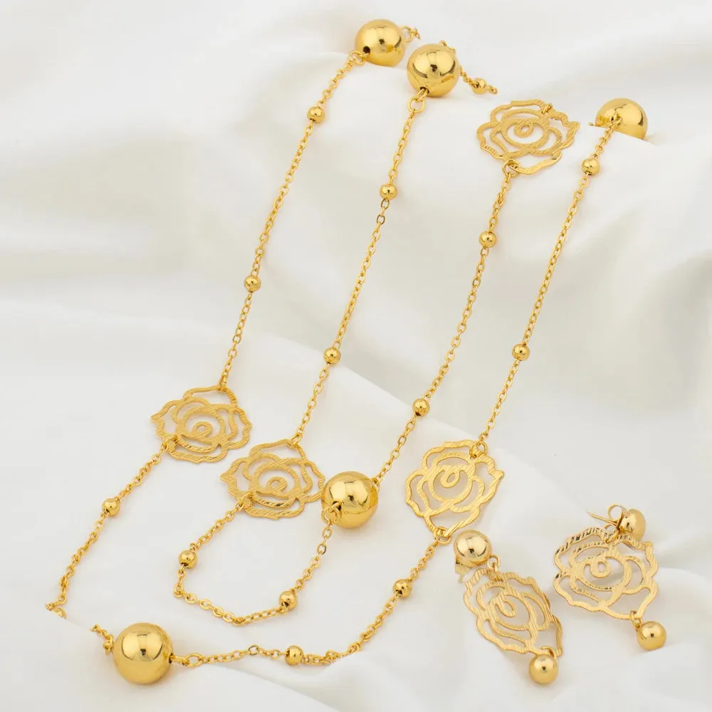 Long Necklaces with Earrings for Women Copper Waist Chain 110mm