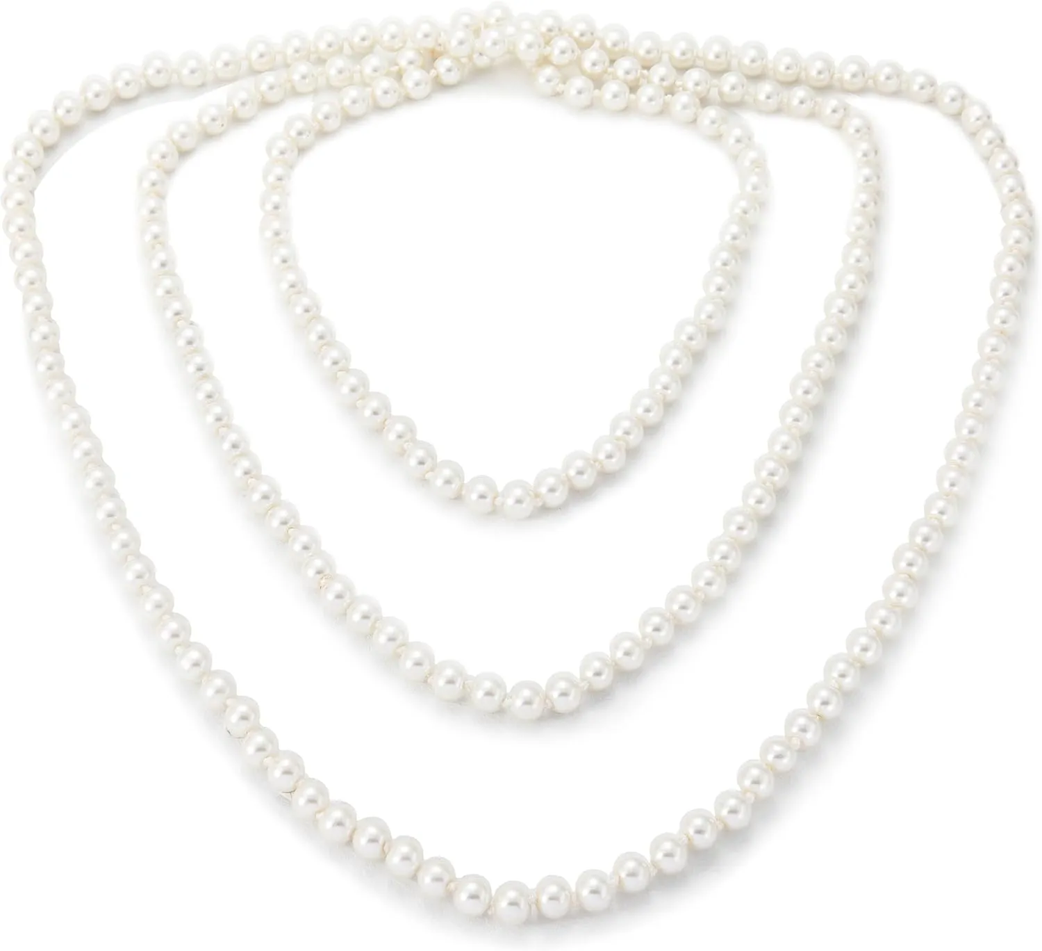 Long Pearl Necklaces for Women, 70" White Pearl Beads Costume Jewelry Multi Strand Layered Necklaces 1920s Bridal Wedding Party Great Gatsby Dresses