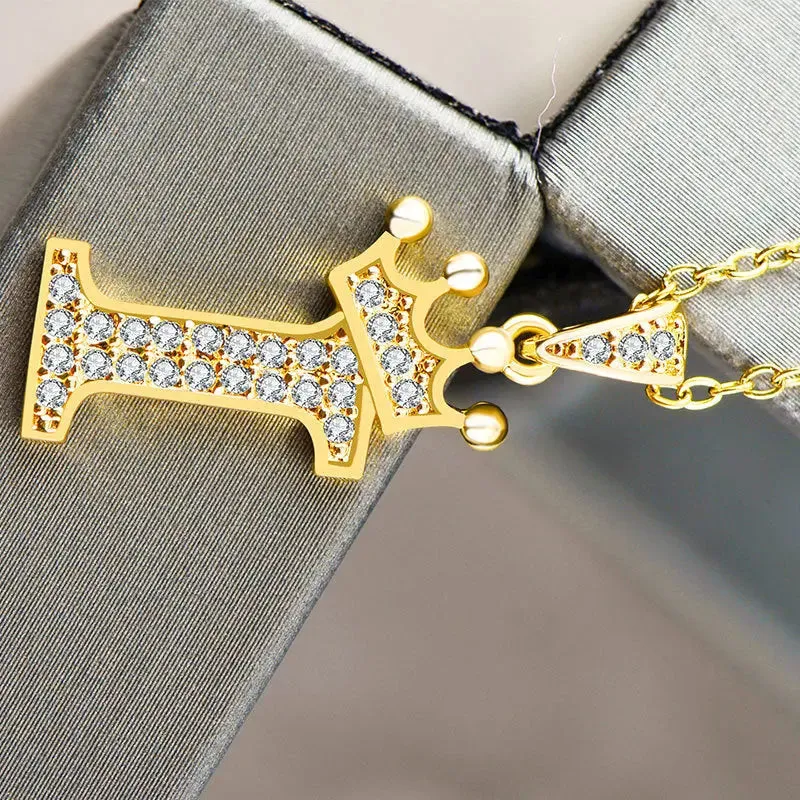 LOVCIA Personality Matters Rhinestone Zircon Letter Pendant Necklace Jewelry for Women